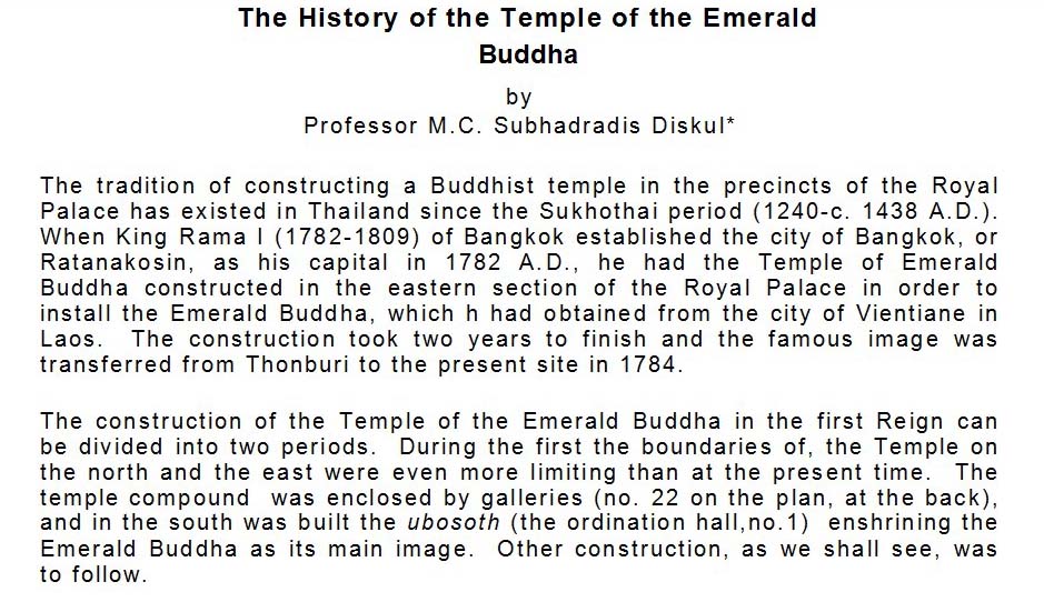 History of the Emerald Buddha page 1